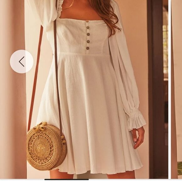 LULUS Make the Call White Long Poet Sleeve Mini Dress Size S - Picture 10 of 16